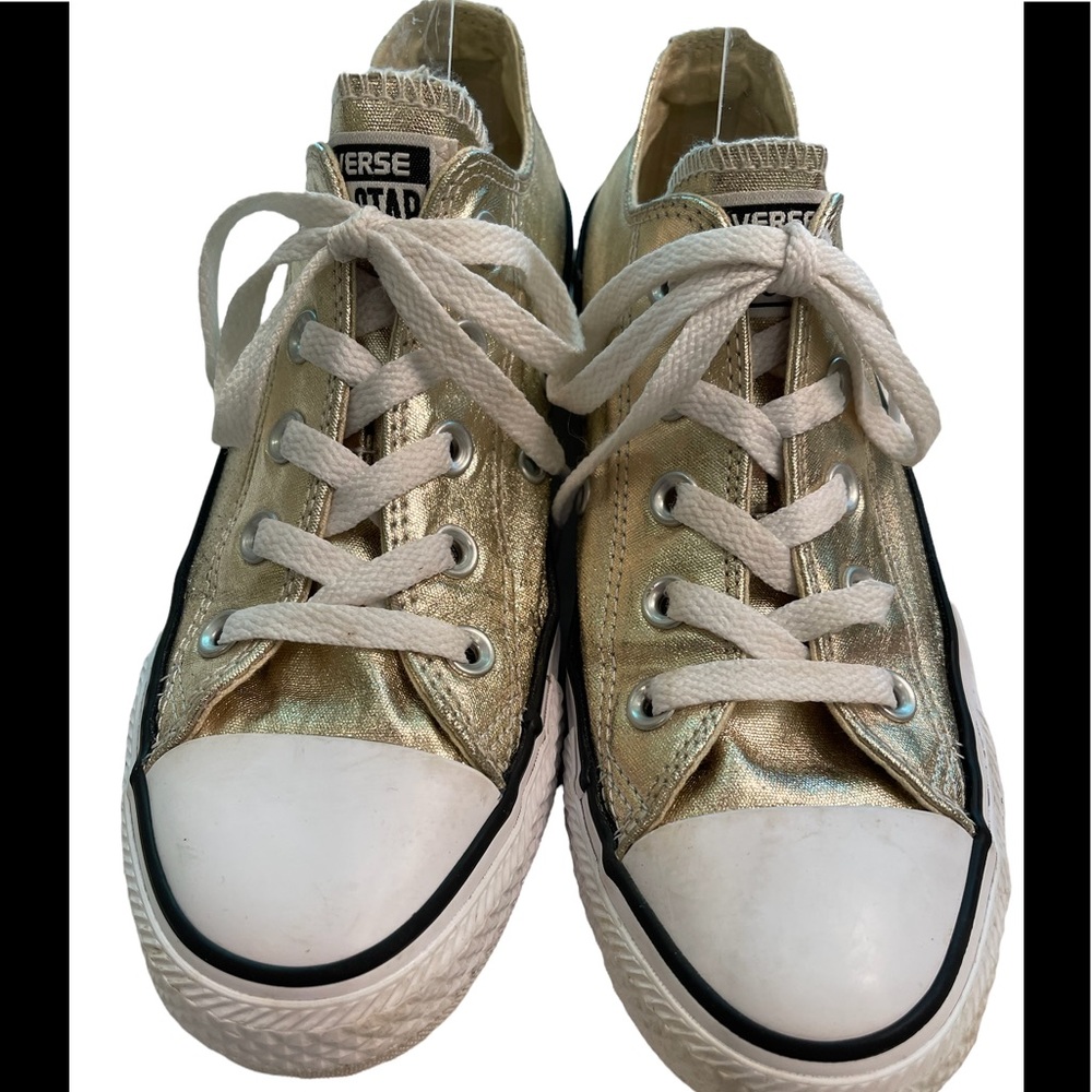 GOLD CONVERSE ALL STAR LOW CUT SHOES, SIZE 6
